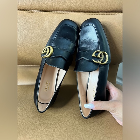 Gucci Double GG Marmont Leather Flats Sz 37 - Picture 4 of 15